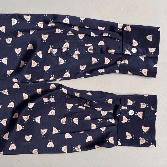 J. CREW Long Sleeve French Hen Button Up Boy Shirt Silk Blouse - Picture 6 of 8